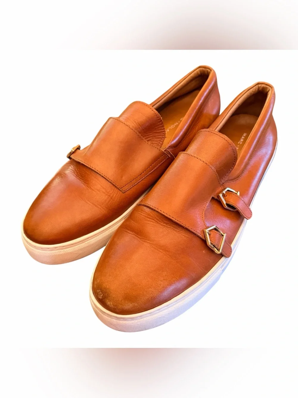 Kyler Cognac Leather Monk Strap Sneakers Sz 11
